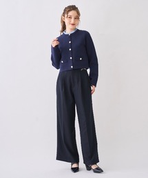 ビット付きハイウエストワイドパンツ