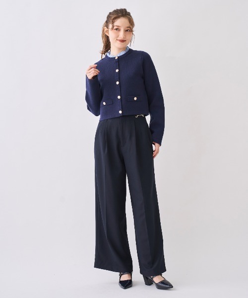 SWINGLE（スウィングル）の「ビット付きハイウエストワイドパンツ（その他パンツ・レディース・ライトベージュ/グレー/ネイビー・MEDIUM/SMALL）」の3枚目の写真