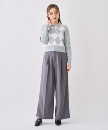 ビット付きハイウエストワイドパンツ
