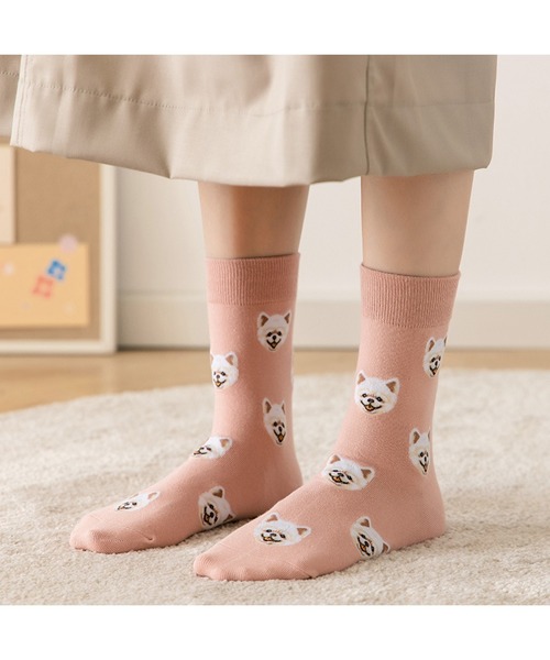 Bling Leads（ブリングリーズ）の「【Blss】【Bling　Leads】総柄ソックス　アニマルソックス（シューズ小物/雑貨・レディース・ホワイト/ブラウン/ピンク/ブルー/グリーン・FREE）」の5枚目の写真