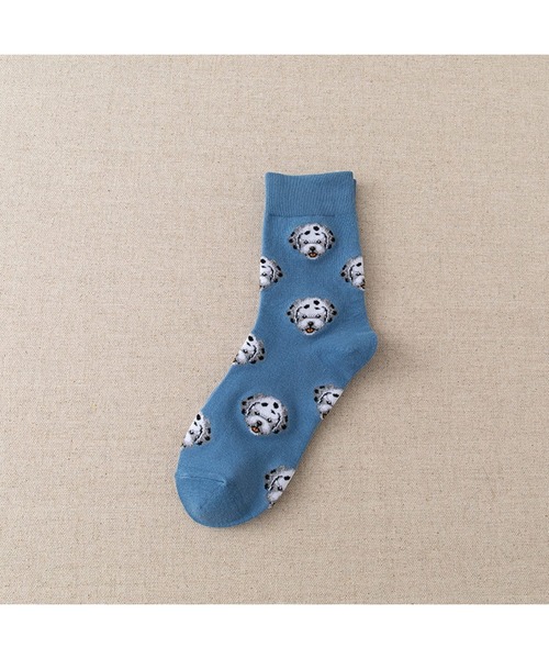 Bling Leads（ブリングリーズ）の「【Blss】【Bling　Leads】総柄ソックス　アニマルソックス（シューズ小物/雑貨・レディース・ホワイト/ブラウン/ピンク/ブルー/グリーン・FREE）」の4枚目の写真