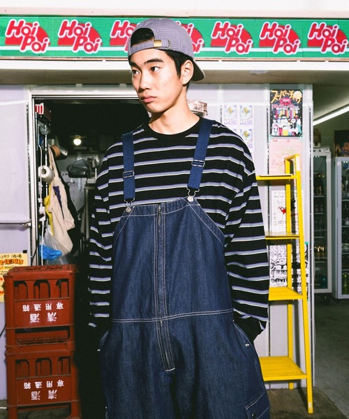 niko and...（ニコアンド）の「[niko and ...JEANS] WIDE DENIM OVERALLS（サロペット/オーバーオール・メンズ・インディゴブルー/ブラウン・LARGE/MEDIUM）」の11枚目の写真