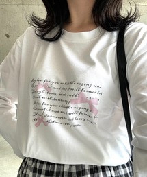 グラフィックリボンプリントロンT/長袖Tシャツ