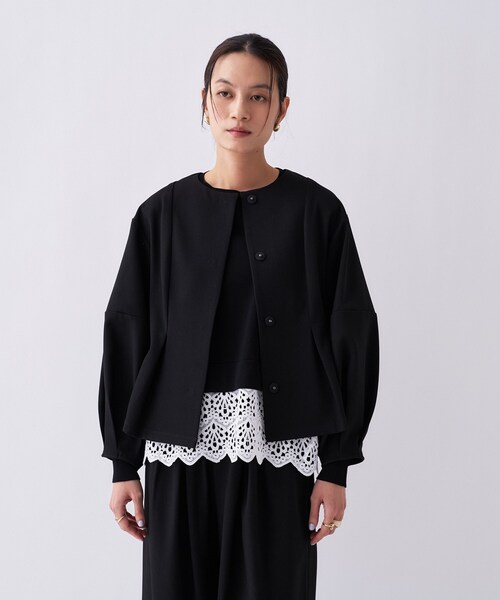 cloenc（クロエンス）の「【セットアップ／オケージョン／手洗い可】フォルムジャケット（ブルゾン・レディース・ブラック/ネイビー/オフホワイト・01/02/03）」の5枚目の写真