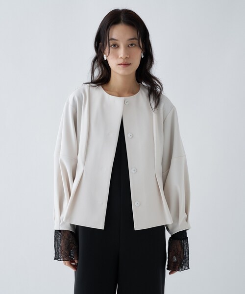 cloenc（クロエンス）の「【セットアップ／オケージョン／手洗い可】フォルムジャケット（ブルゾン・レディース・ブラック/ネイビー/オフホワイト・01/02/03）」の13枚目の写真