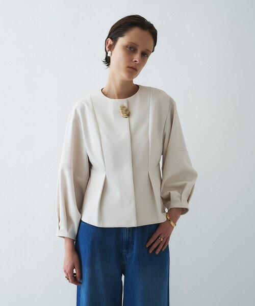 cloenc（クロエンス）の「【セットアップ／オケージョン／手洗い可】フォルムジャケット（ブルゾン・レディース・ブラック/ネイビー/オフホワイト・01/02/03）」の20枚目の写真