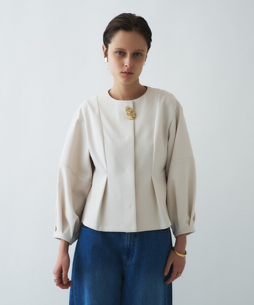 cloenc（クロエンス）の「【セットアップ／オケージョン／手洗い可】フォルムジャケット（ブルゾン・レディース・ブラック/ネイビー/オフホワイト・01/02/03）」の21枚目の写真