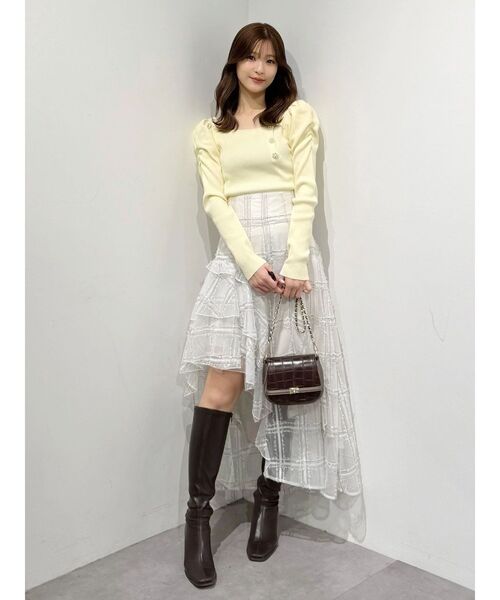 MERCURYDUO（マーキュリーデュオ）の「アシメヘムラッフルフレアスカート（スカート・レディース・ネイビー/オフホワイト・SMALL/MEDIUM）」の7枚目の写真