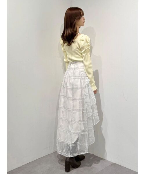 MERCURYDUO（マーキュリーデュオ）の「アシメヘムラッフルフレアスカート（スカート・レディース・ネイビー/オフホワイト・SMALL/MEDIUM）」の10枚目の写真