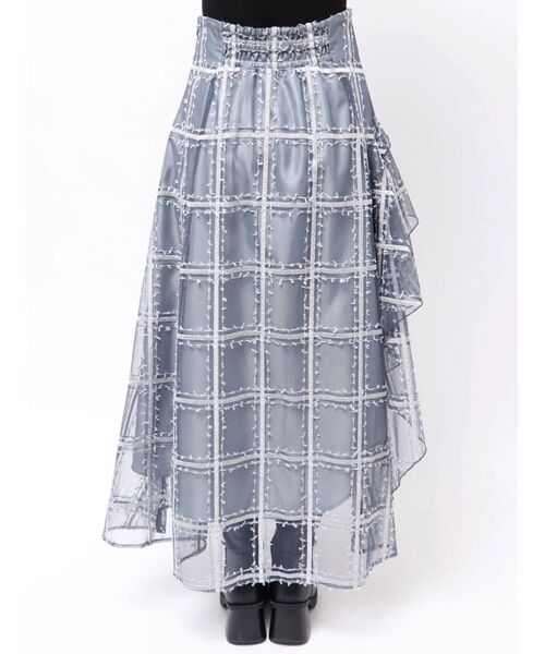 MERCURYDUO（マーキュリーデュオ）の「アシメヘムラッフルフレアスカート（スカート・レディース・ネイビー/オフホワイト・SMALL/MEDIUM）」の14枚目の写真