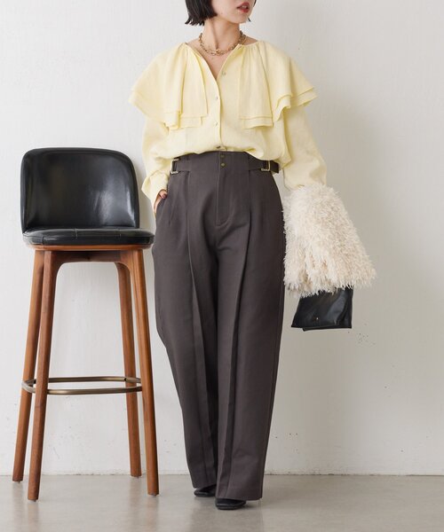 Jena espace merveilleux(ジェナ エスパスメルヴェイユ)の「サイドベルトメンパンツ(その他パンツ・レディース・チャコールグレー/ピンク/ベージュ・FREE)」の5枚目の写真