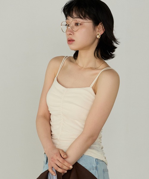 Cherir Mignon(シェリルミニョン)の「【Cherir Mignon】カップ付きシアーシャーリングキャミソール(キャミソール・レディース・アイボリー/ブラック/ピンク・FREE)」の15枚目の写真