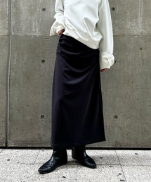 シャーリングロングスカート/サイドスリット