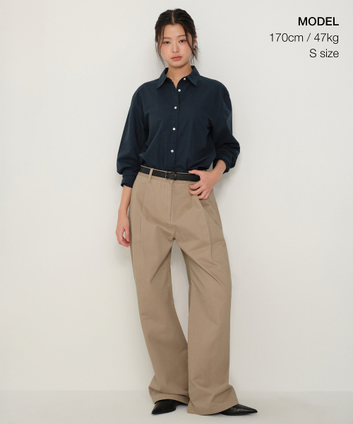 MUSINSA STANDARD WOMAN（ムシンサスタンダードウーマン）の「ウィメンズリラックスドオックスフォードシャツ[ネイビー]（シャツ/ブラウス・レディース・その他・X-SMALL/MEDIUM/LARGE/SMALL）」の2枚目の写真
