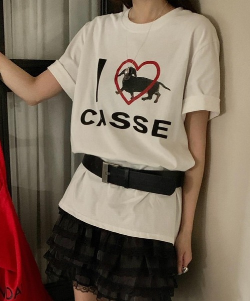 SHEPP(シープ)の「【26年春夏新作】ドッグプリントオーバーサイズTシャツ(Tシャツ/カットソー・レディース・ホワイト・M/L)」の2枚目の写真