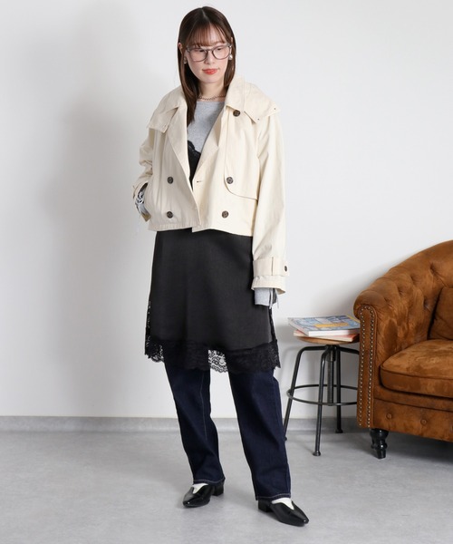 cepo（セポ）の「〈2way〉フーディーショートトレンチコート（トレンチコート・レディース・オフホワイト/ベージュ・M）」の2枚目の写真