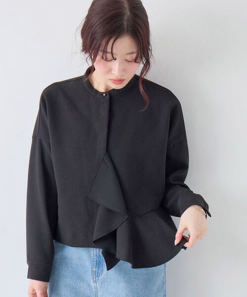 le.coeur blanc(ルクールブラン)の「《WEB限定アイテム》アシメフリルブラウスブルゾン(ブルゾン・レディース・ベージュ/ブラック・38)」の7枚目の写真