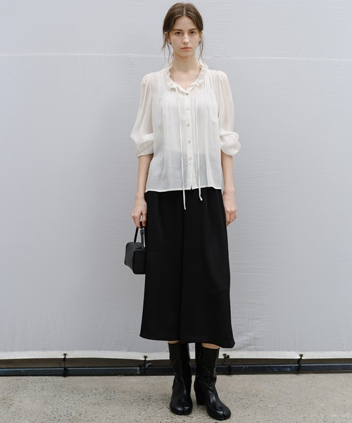 tageechita(タジチタ)の「【tageechita】クロップド ワイドキュロットパンツ(スラックス・レディース・ブラック・L/M/S)」の20枚目の写真