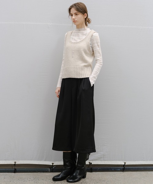 tageechita(タジチタ)の「【tageechita】クロップド ワイドキュロットパンツ(スラックス・レディース・ブラック・L/M/S)」の9枚目の写真