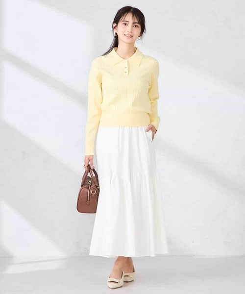 a.v.v（アーヴェヴェ）の「ワイドリブポロニット（ニット/セーター・レディース・ネイビー/クリーム・39）」の15枚目の写真