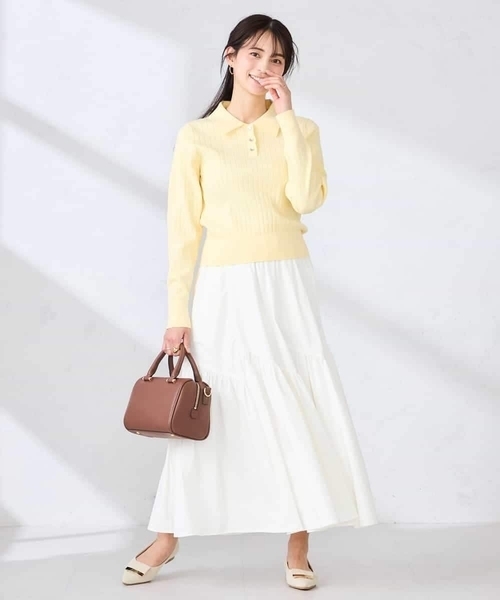 a.v.v（アーヴェヴェ）の「ワイドリブポロニット（ニット/セーター・レディース・ネイビー/クリーム・39）」の16枚目の写真