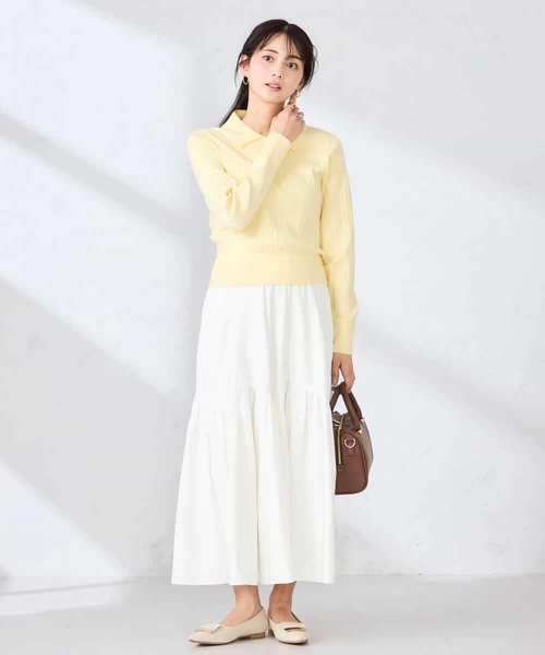 a.v.v（アーヴェヴェ）の「ワイドリブポロニット（ニット/セーター・レディース・ネイビー/クリーム・39）」の17枚目の写真