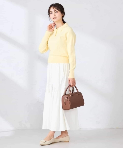 a.v.v（アーヴェヴェ）の「ワイドリブポロニット（ニット/セーター・レディース・ネイビー/クリーム・39）」の18枚目の写真