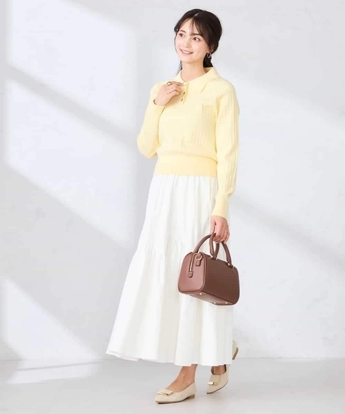 a.v.v（アーヴェヴェ）の「ワイドリブポロニット（ニット/セーター・レディース・ネイビー/クリーム・39）」の19枚目の写真