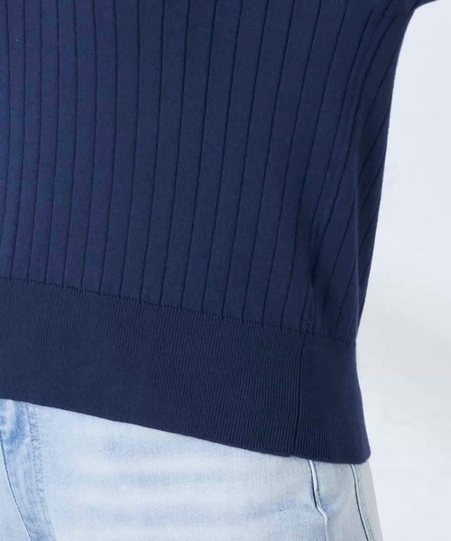 a.v.v（アーヴェヴェ）の「ワイドリブポロニット（ニット/セーター・レディース・ネイビー/クリーム・39）」の11枚目の写真