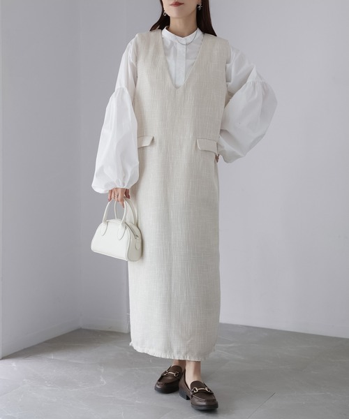 Riberry（リベリー）の「ツイードジャンパースカート（ジャンパースカート・レディース・アイボリー/ブラック・FREE）」の2枚目の写真