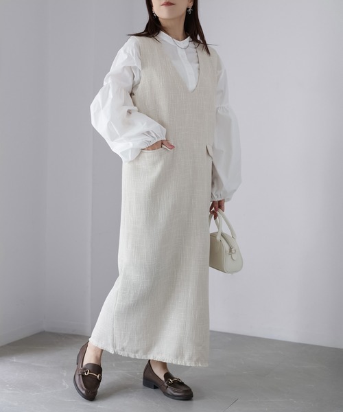 Riberry（リベリー）の「ツイードジャンパースカート（ジャンパースカート・レディース・アイボリー/ブラック・FREE）」の4枚目の写真