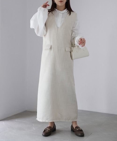 Riberry（リベリー）の「ツイードジャンパースカート（ジャンパースカート・レディース・アイボリー/ブラック・FREE）」の3枚目の写真