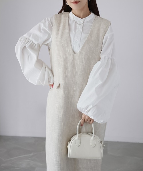 Riberry（リベリー）の「ツイードジャンパースカート（ジャンパースカート・レディース・アイボリー/ブラック・FREE）」の13枚目の写真