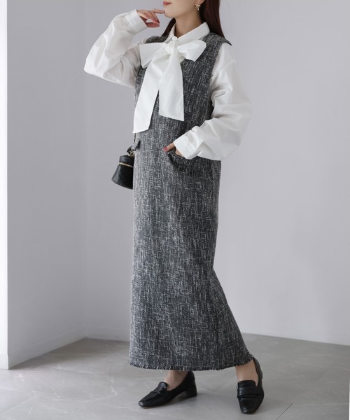 Riberry（リベリー）の「ツイードジャンパースカート（ジャンパースカート・レディース・アイボリー/ブラック・FREE）」の14枚目の写真