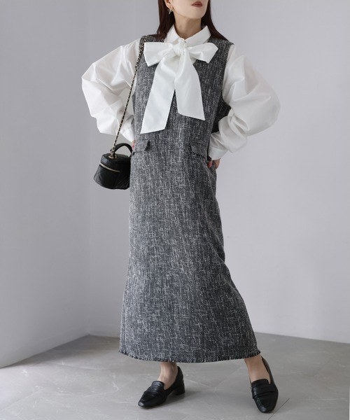 Riberry（リベリー）の「ツイードジャンパースカート（ジャンパースカート・レディース・アイボリー/ブラック・FREE）」の15枚目の写真