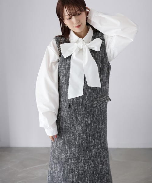Riberry（リベリー）の「ツイードジャンパースカート（ジャンパースカート・レディース・アイボリー/ブラック・FREE）」の8枚目の写真