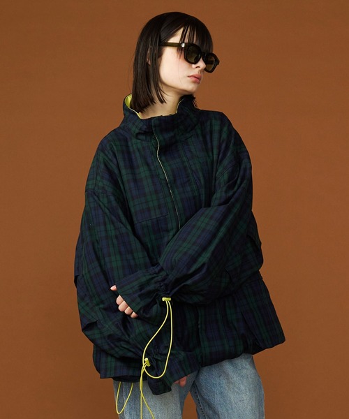 【UNISEX】CORD DESIGN CHECK BLOUSON/コードデザインチェックブルゾン