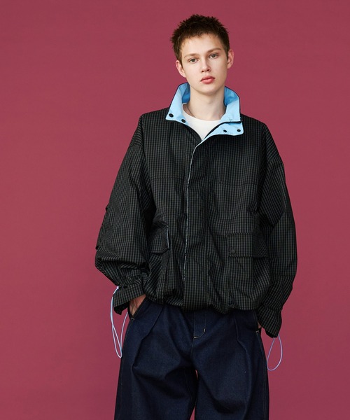 【UNISEX】CORD DESIGN CHECK BLOUSON/コードデザインチェックブルゾン