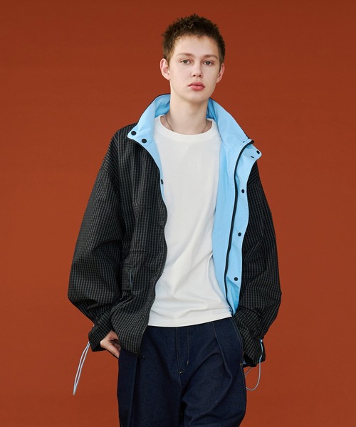【UNISEX】CORD DESIGN CHECK BLOUSON/コードデザインチェックブルゾン