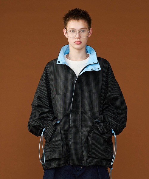 【UNISEX】CORD DESIGN CHECK BLOUSON/コードデザインチェックブルゾン