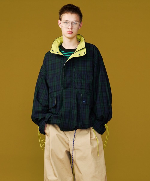 【UNISEX】CORD DESIGN CHECK BLOUSON/コードデザインチェックブルゾン