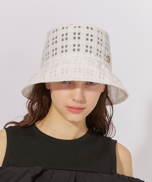 Chapeau d' O(シャポードオー)の「Chapeau d' O Check Sheer Bucket / シャポードオー(ハット・レディース・ネイビー/ホワイト/レッド・M/57.5cm)」の5枚目の写真