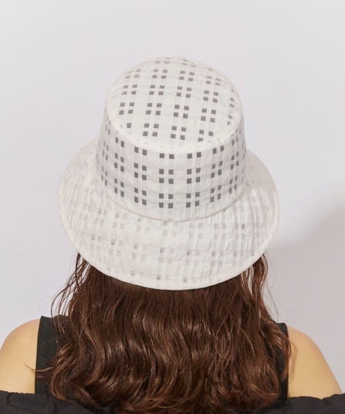 Chapeau d' O(シャポードオー)の「Chapeau d' O Check Sheer Bucket / シャポードオー(ハット・レディース・ネイビー/ホワイト/レッド・M/57.5cm)」の7枚目の写真