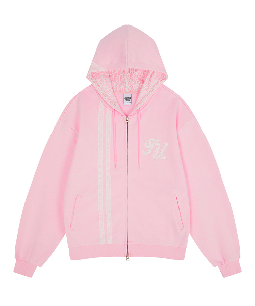 LUVISTRUE(ラヴイズトゥルー)の「EL LACE HOOD ZIP UP(PINK)(パーカー・レディース・その他・FREE)」の2枚目の写真