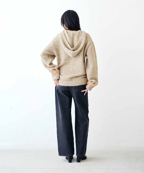 MEDE19F(メデジュウキュウ)の「MEDE19F 配色ライン遣いのミックスニットフーディー(ニット/セーター・レディース・ライトベージュ/グレー・M/L/LL)」の8枚目の写真