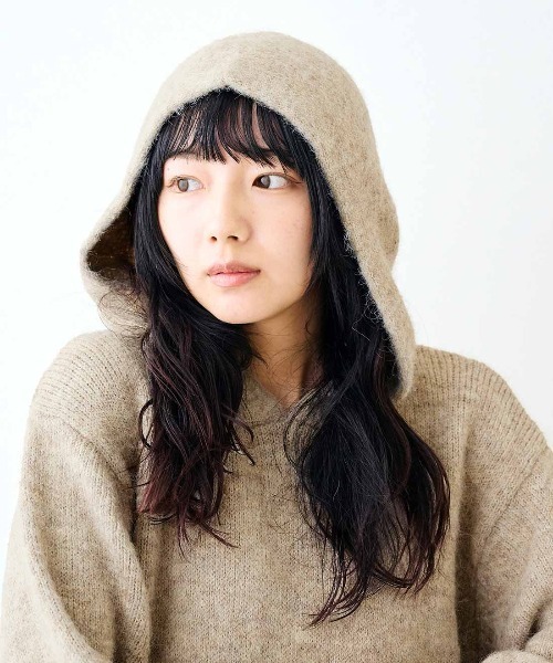 MEDE19F(メデジュウキュウ)の「MEDE19F 配色ライン遣いのミックスニットフーディー(ニット/セーター・レディース・ライトベージュ/グレー・M/L/LL)」の12枚目の写真