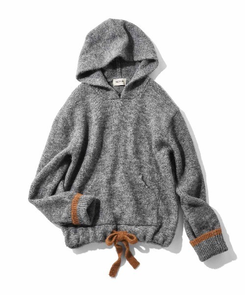 MEDE19F(メデジュウキュウ)の「MEDE19F 配色ライン遣いのミックスニットフーディー(ニット/セーター・レディース・ライトベージュ/グレー・M/L/LL)」の3枚目の写真