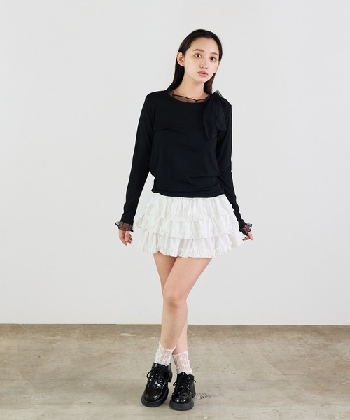 Siel(シエル)の「シアリボンタイカットソー(Tシャツ/カットソー・レディース・グレー/ブラック/ホワイト・FREE)」の19枚目の写真