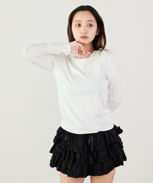 Siel(シエル)の「シアリボンタイカットソー(Tシャツ/カットソー・レディース・グレー/ブラック/ホワイト・FREE)」の16枚目の写真