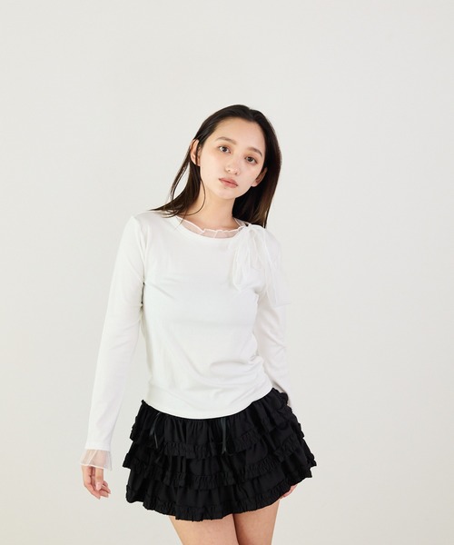 Siel(シエル)の「シアリボンタイカットソー(Tシャツ/カットソー・レディース・グレー/ブラック/ホワイト・FREE)」の18枚目の写真
